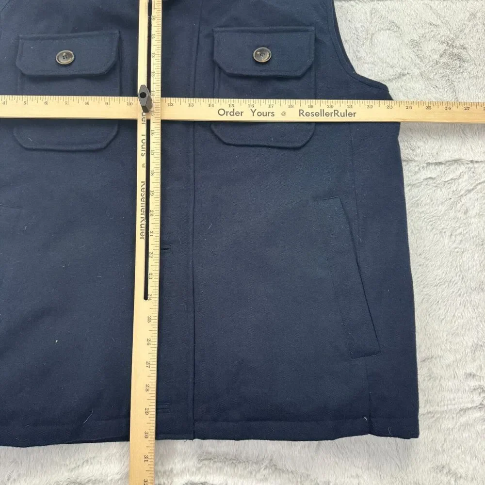 Rainforest Vest Mens L Navy Down Quilted Lined Membrane System Button Full Zip - Picture 9 of 11